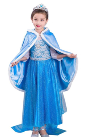 Prinsessen cape blauw + GRATIS kroon