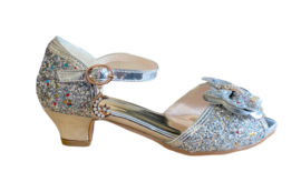 Prinsessen schoenen zilver glitter strikje