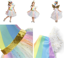 Eenhoorn Unicorn jurk regenboog + GRATIS haarband