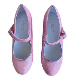 Spaanse schoenen roze glitter