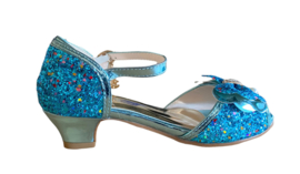 Prinsessen schoenen blauw glitter strikje