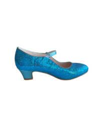 Zapato Flamenco azul corazón purpurina