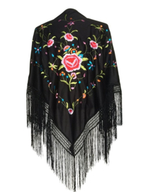 Manton Flamenco flores colores Mediana