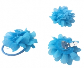 Flamenco Schuhclip Blume blau