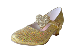 Zapato Flamenco oro corazón purpurina Lujo