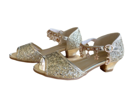 Prinsessen schoenen goud glitter bedeltjes