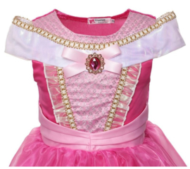 Prinsessen jurk fel roze Luxe met broche + GRATIS kroon