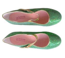 Flamenco shoes green gold glamour