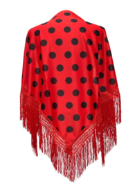 Spanish Flamenco Dance Shawl red with black dots