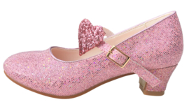 Spaanse schoenen roze glitter hart Deluxe