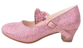 Zapato Flamenco rosa corazón purpurina Lujo