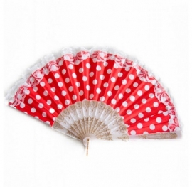 Flamenco fan red white dots