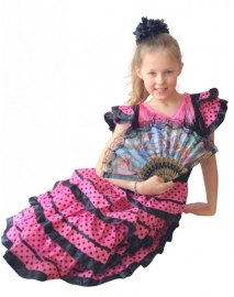 Flamenco jurk zwart roze