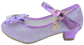 Spaanse schoenen paars glitter strikje
