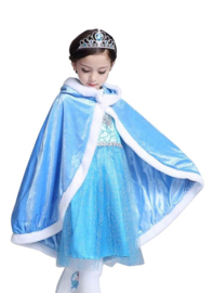 Prinsessen cape blauw + GRATIS kroon