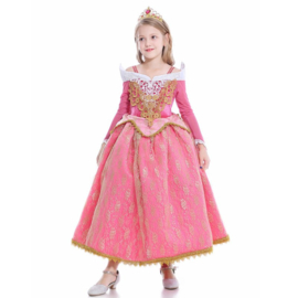 Prinsessenjurk Royal Queen Deluxe roze goud + kroon