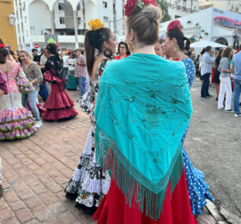 Manton Flamenco aguamarina flores Mediana