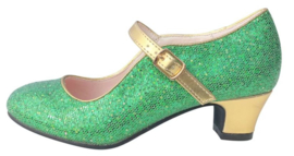 Flamenco schoenen glamour groen goud