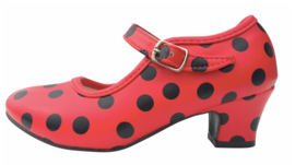 Spaanse schoenen rood met zwarte stippen