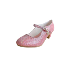 Spaanse schoenen roze Glamour glitterhartje