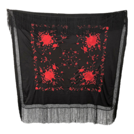 Foulard Châle Flamenco noir rouge Carré