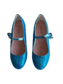 Flamenco shoes blue glittering heart