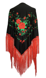 Foulard Châle Flamenco noir rouge vert Large