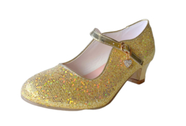 Zapato Flamenco oro corazón purpurina