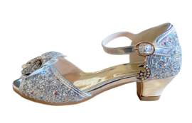Prinsessen schoenen zilver glitter strikje
