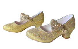 Zapato Flamenco oro corazón purpurina Lujo