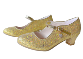 Flamenco shoes gold glittering heart