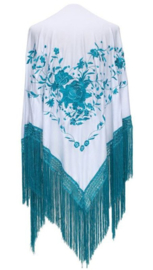 Spaanse manton wit blauw Large
