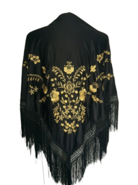 Manton Flameco negro oro flecos negro Mediana