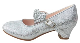 Spaanse schoenen zilver glitter hart Deluxe