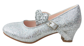 Scarpe Flamenco argento cuore glitterato Lusso