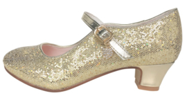 Zapato Flamenco oro corazón purpurina