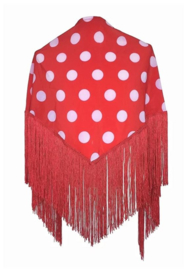 Spanish Flamenco Dance Shawl red with white dots