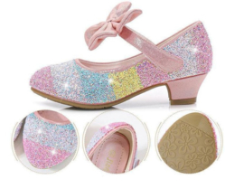 Prinsessen schoenen regenboog roze glitter