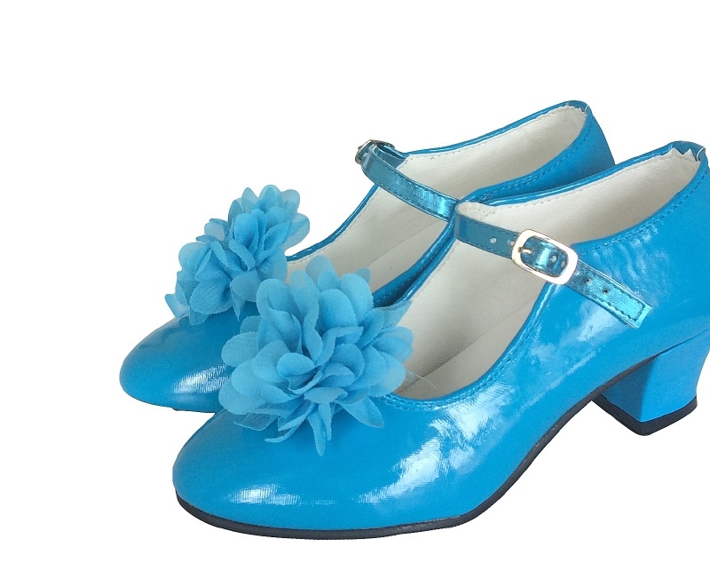 Flamenco schoenclip blauwe bloem