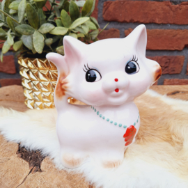 Vintage spaarpot/Tirelire  'Geluks Poes', H 15 cm