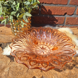 Vintage schaal rosaline persglas, Art Deco, Ø 24 cm