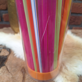 Vintage rietjes dispener, plastic