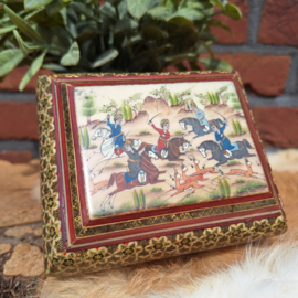 Vintage Persisch 'Khatam' houten doosje met scharnier deksel