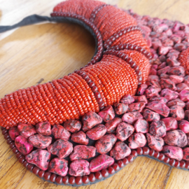 Tibetaans neckpiece/ ketting kralen' rood'  nr. 5