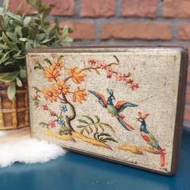 Vintage blik 'Van Melle' met paradijsvogels, jaren '50;