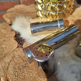 Vintage metalen kokers met strooideksel (2x)