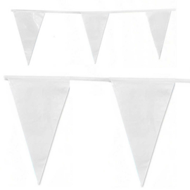 Witte plastic party vlaggenlijn ( ca. 12 m)