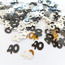 Strooi cijfers "40", zilver en zwart