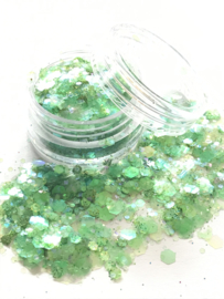 Glitters chuncks 1/2/3 mm Green 5.0 iriserend