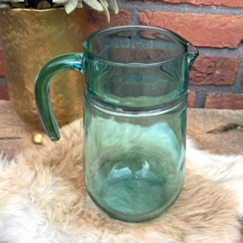 Vintage minimalistische water kan turqoise blauw, H 18 cm.